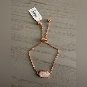 Kendra Scott Elaina Adjustable Chain Bracelet Rose Gold-Iridescent Drusy (S71)